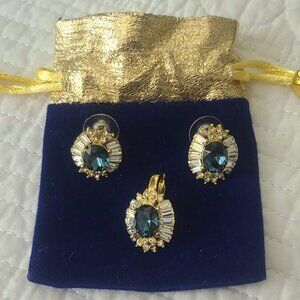 Sapphire Earrings and Pendant Set